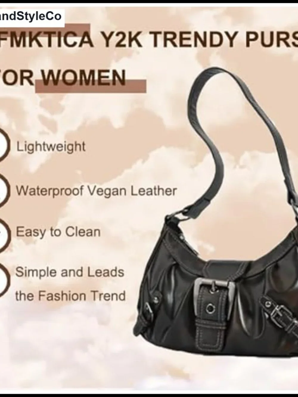 Y2K Faux Leather Hobo Purse for Women Top Handle Shoulder Bag Punk Clutch